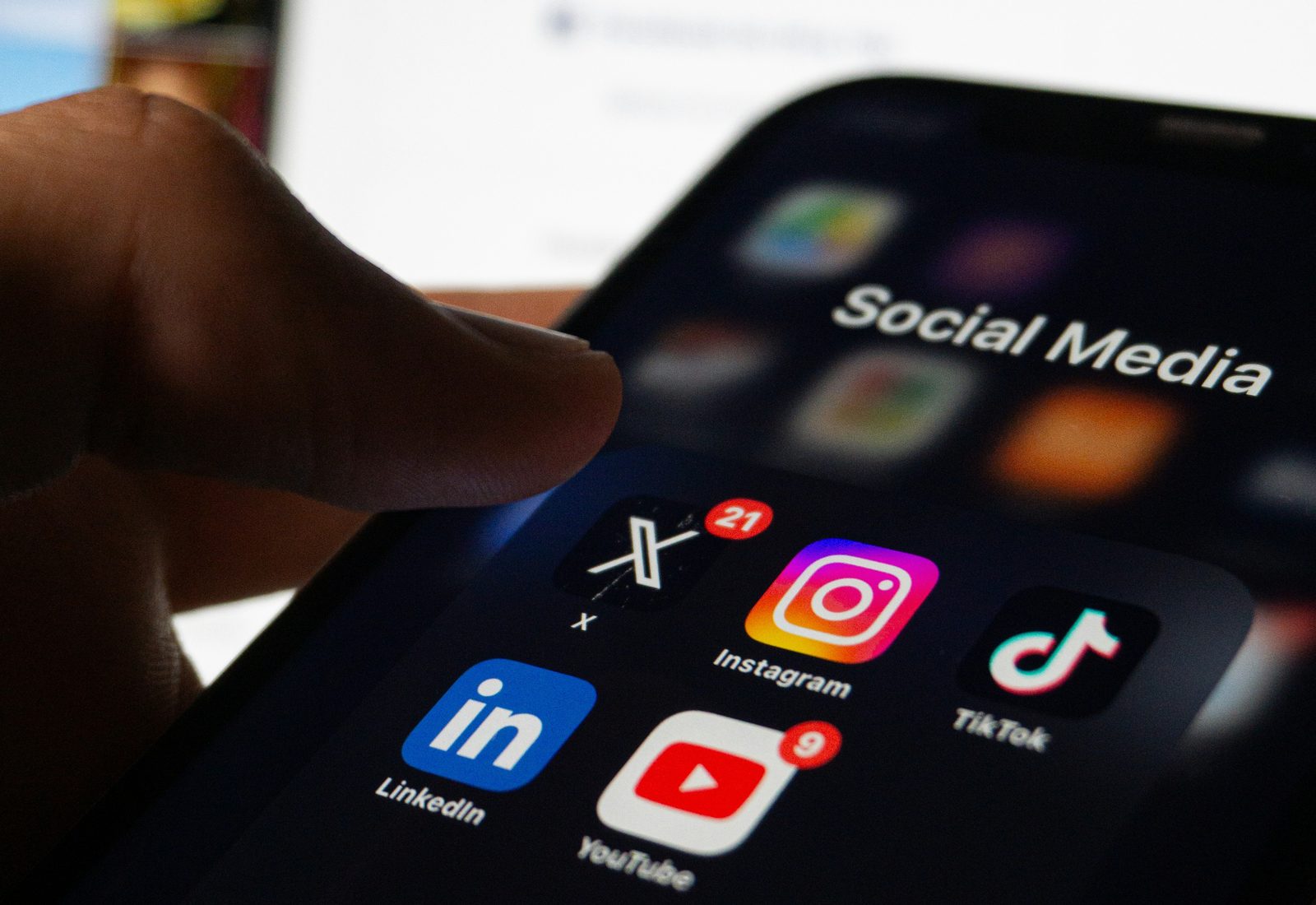 Social apps on a phone screen
